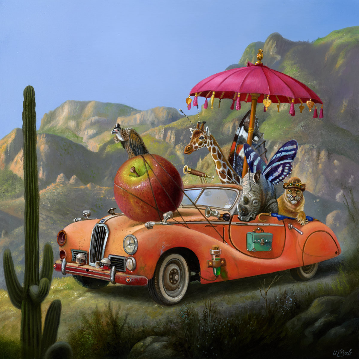 Painting of apple-car